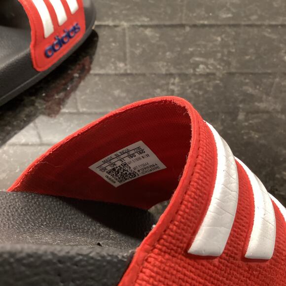 Adidas Kids' Adilette Shower Slip on Slides Casual Summer Red White Size 12 - Picture 10 of 10